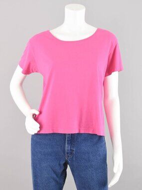 Vintage Esprit Pink T-shirt, Cropped Short Sleeve Summer Shirt, Women's Medium